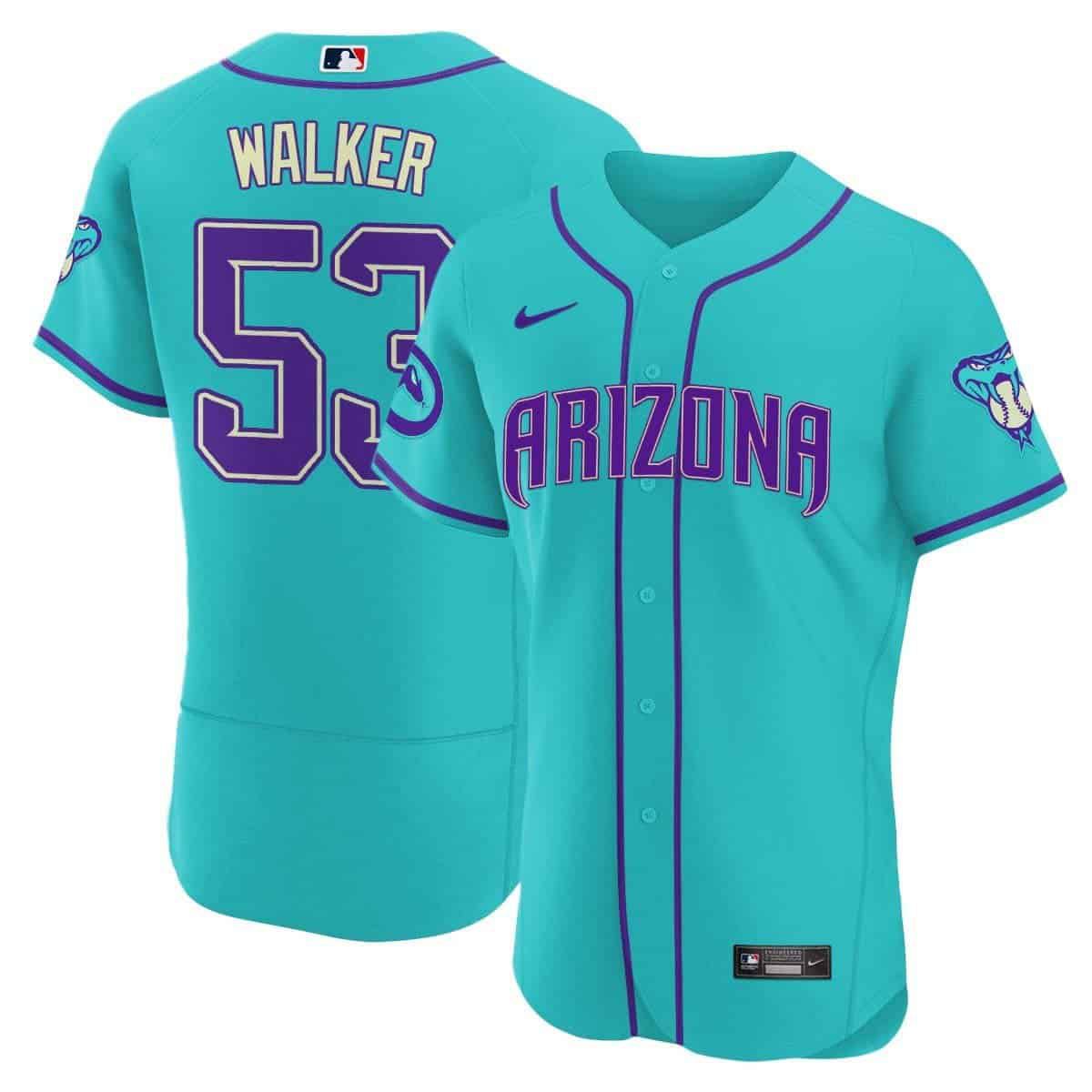 Men Arizona Diamondback #53 Walker Light Blue Nike 2024 Teal Purple MLB Jersey style 1->arizona diamondback->MLB Jersey